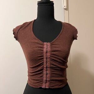 wild meadow xxs brown hook and eye brown top